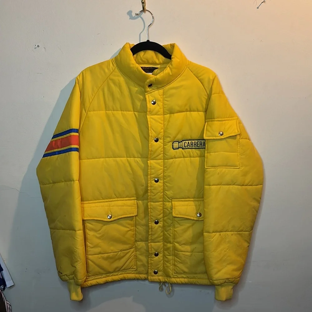vintage Carrera Yellow racing team jacket mens varsity Porsche auto fashion L